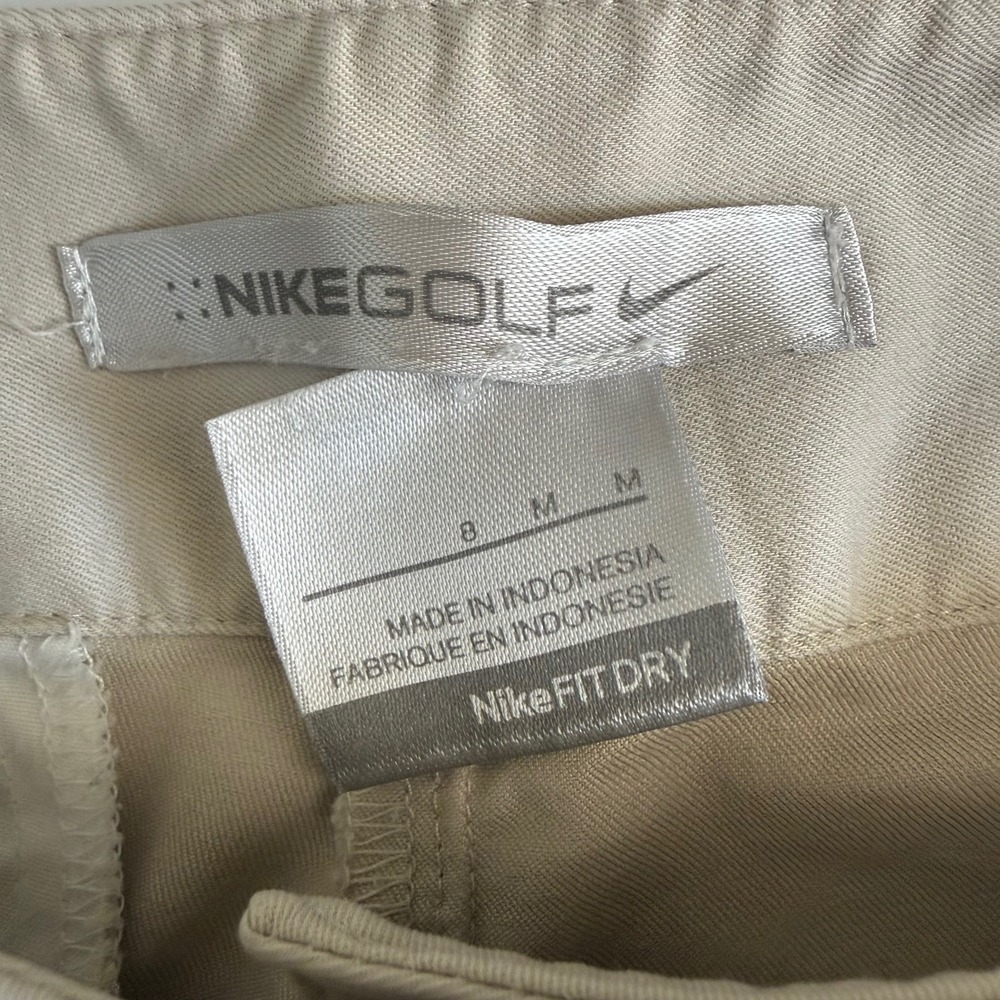 Nike Golf Dri-FIT Bermuda Shorts Womens M 8 Beige Performance Stretch Golfcore - Picture 5 of 7